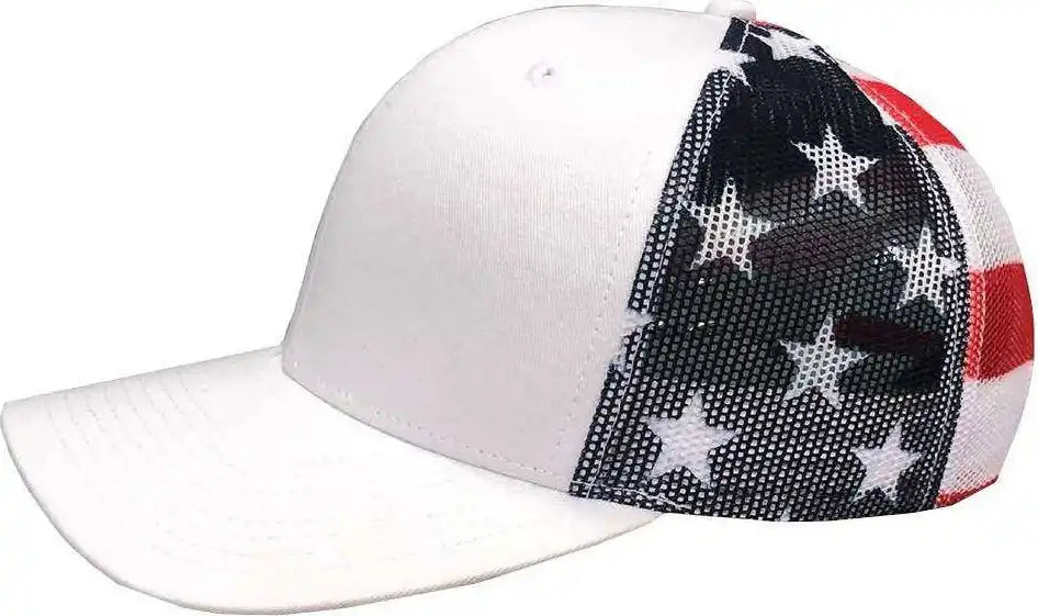 Kati S700m Printed Mesh Trucker Cap - White/ Usa Flag - Multi-colored / one Size Fits Most