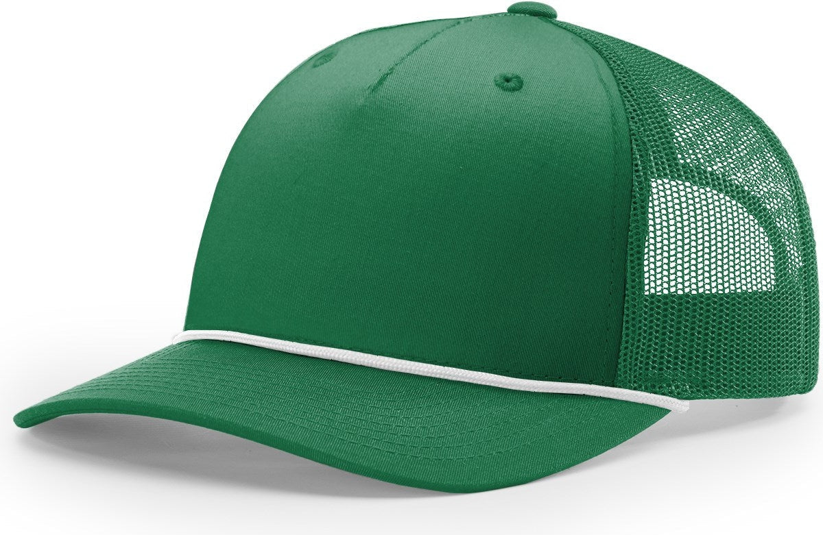 Richardson 112FPR 5 Panel Rope Trucker Caps - Kelly White White Rope