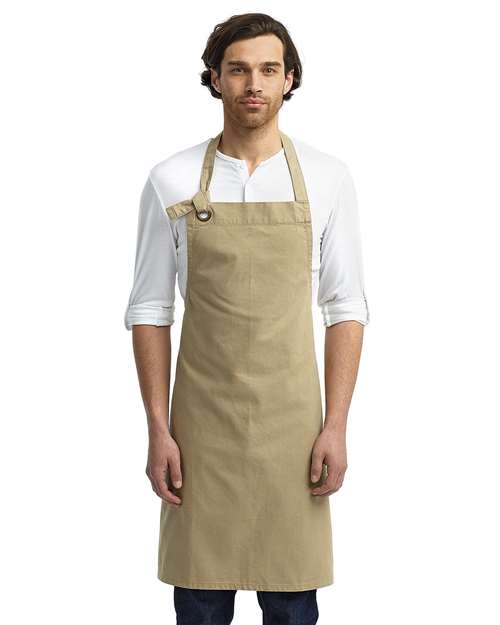 Front View of Khaki Calibre Heavy Canvas Bib Apron - RP130