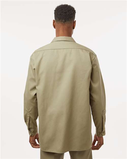 Khaki Long Sleeve Work Shirt - Tall Sizes - 5574T