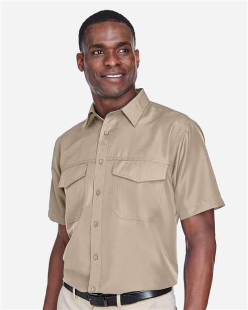 Khaki Men's Key West Short Sleeve Performance Staff Shirt - M580