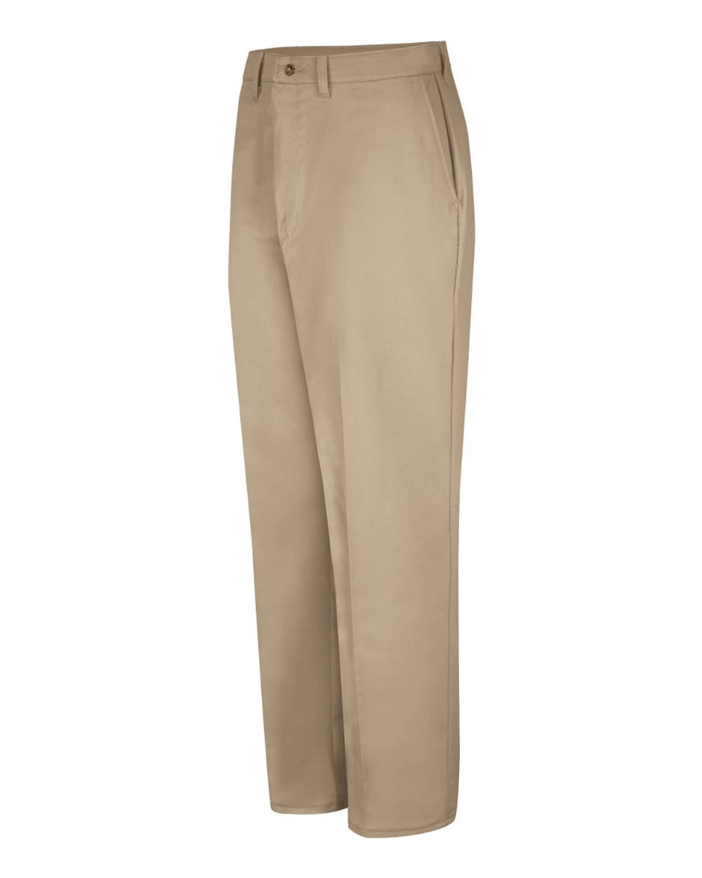 Khaki - Unhemmed Plain Front Casual Cotton Pants - PC44