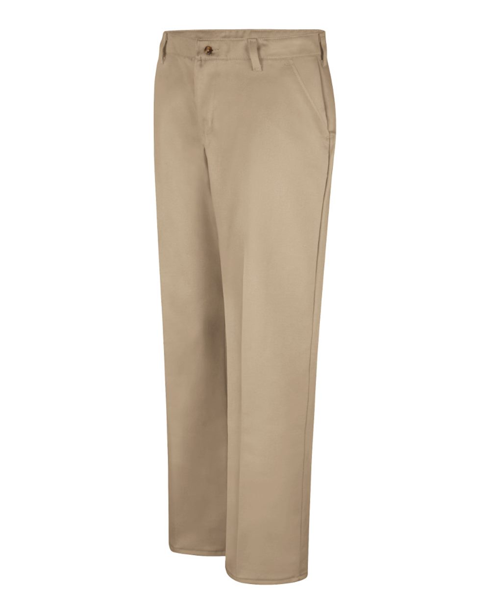 Khaki - Unhemmed Women's Plain Front Cotton Pants Additional Sizes - PC45EXT