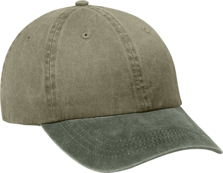 Khaki/Hunter Port Authority Two-Tone Pigment-Dyed Cap. CP83
