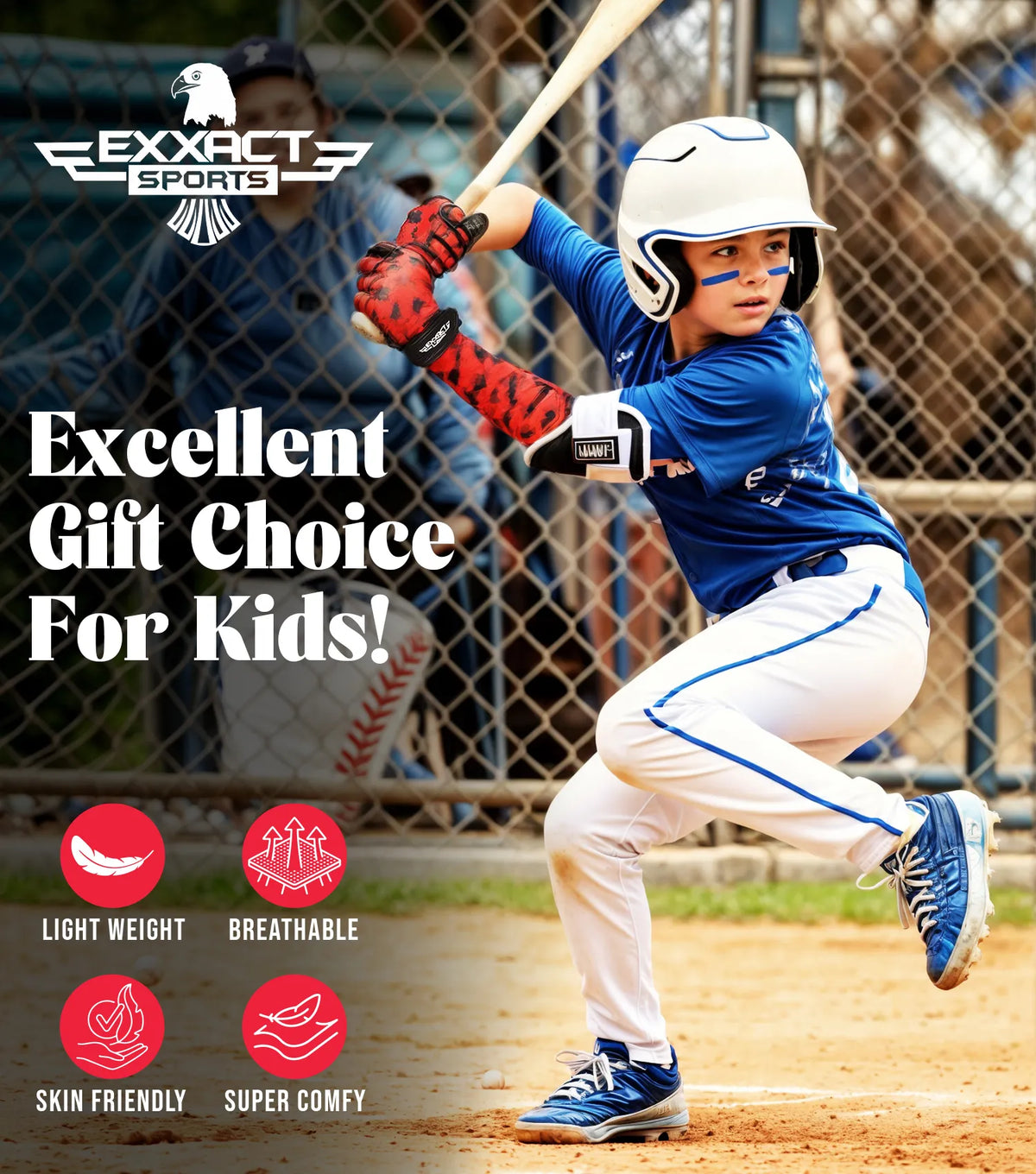 Kids Baseball Batting Gloves with Arm Sleeve (breast Cancer)