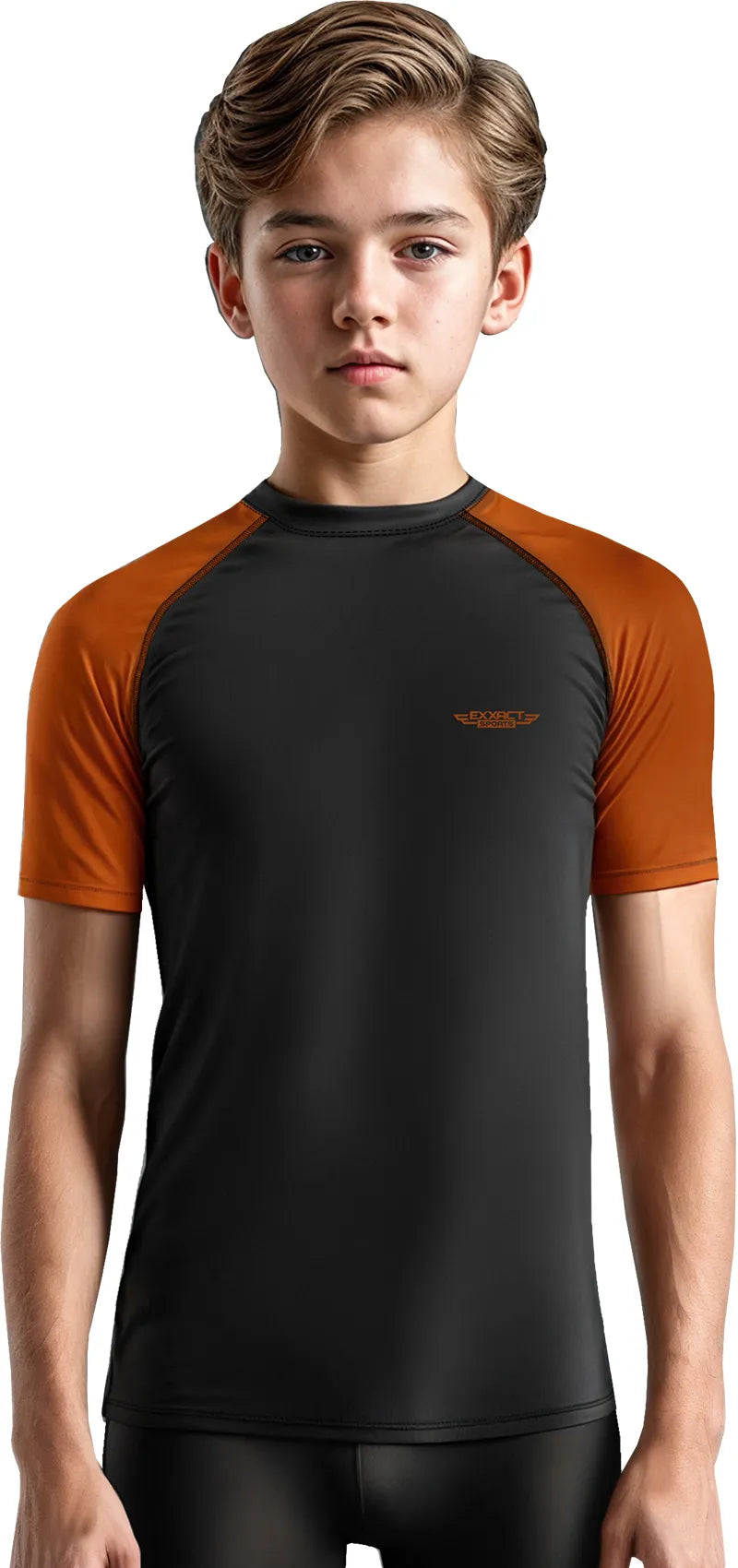 Kids Brown Bjj Rash Guard Short Sleeve