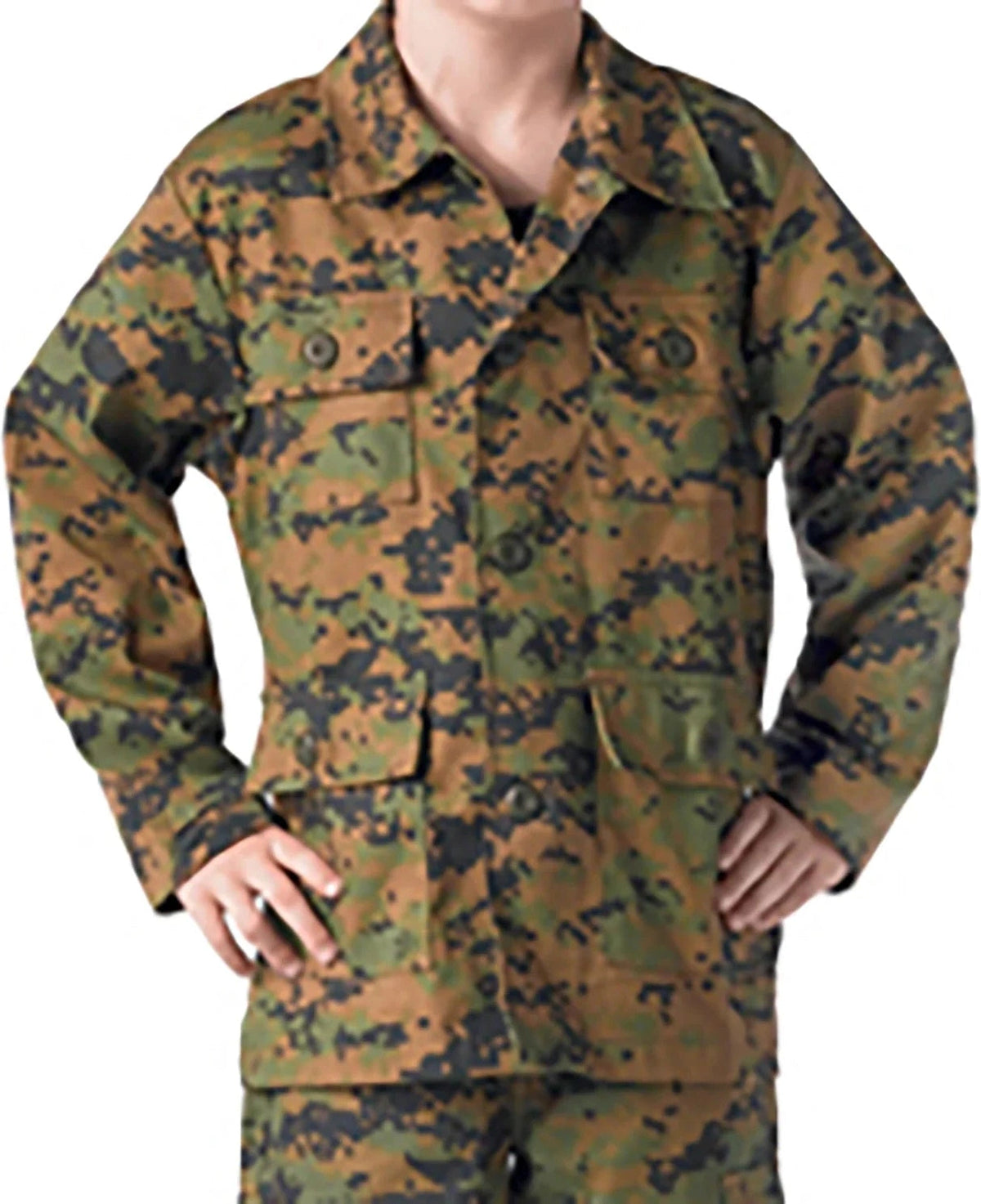 Kids Camo Bdu Shirt - Woodland Digital / Xs