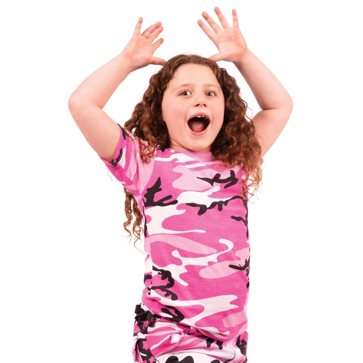Kids Camo T-shirt - Pink / Xs