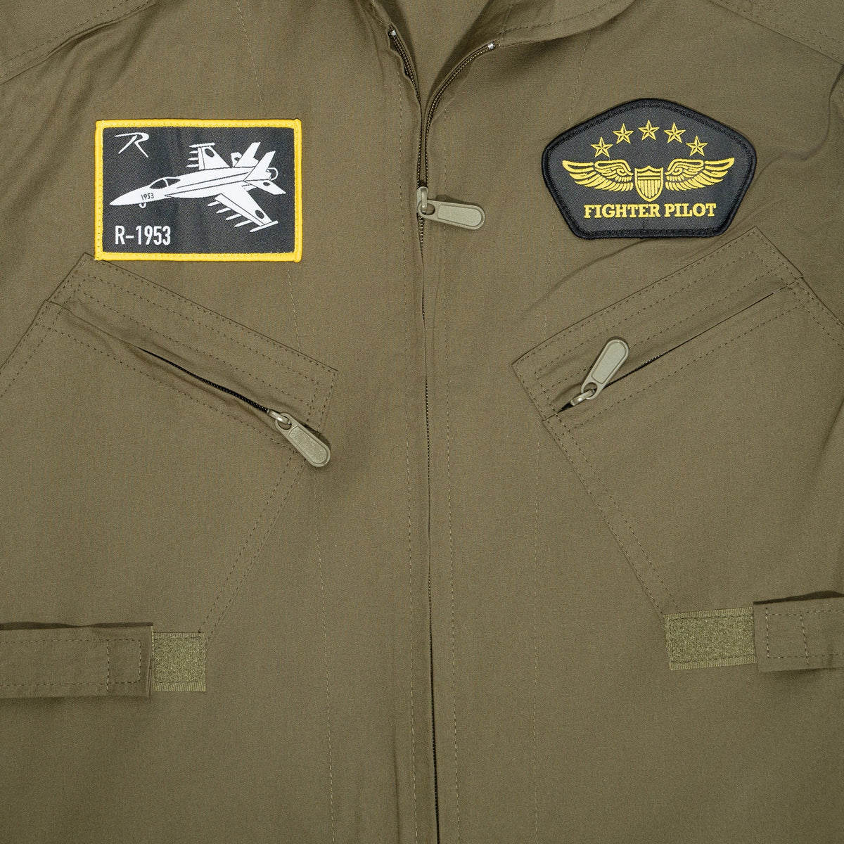 Kid’s Flight Coverall with Patches - Olive Drab