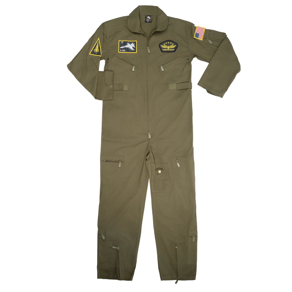 Kid’s Flight Coverall with Patches - Olive Drab