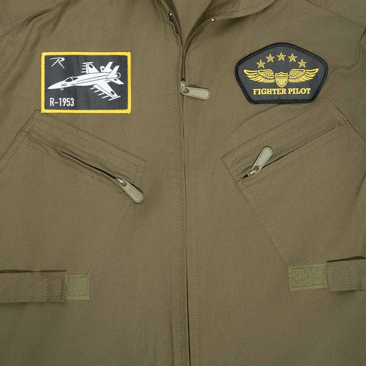Kid’s Flight Coverall with Patches - Olive Drab