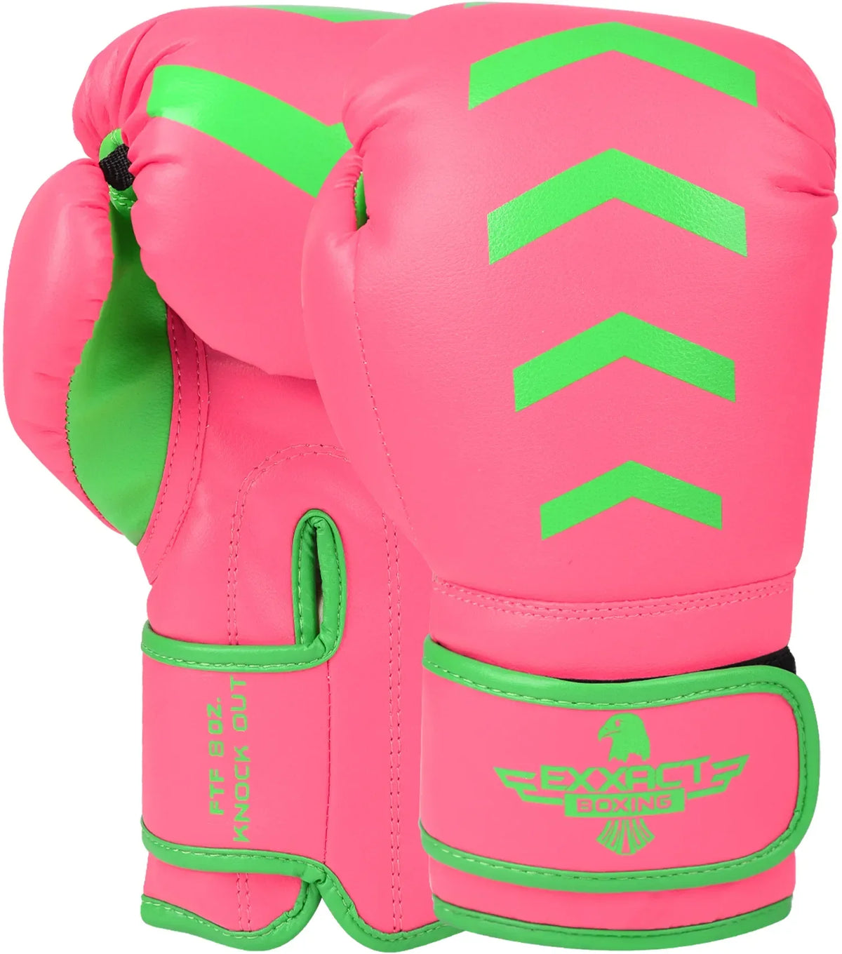 Kids Knockout Boxing Gloves with Padded Protection (pink/green) - 4oz