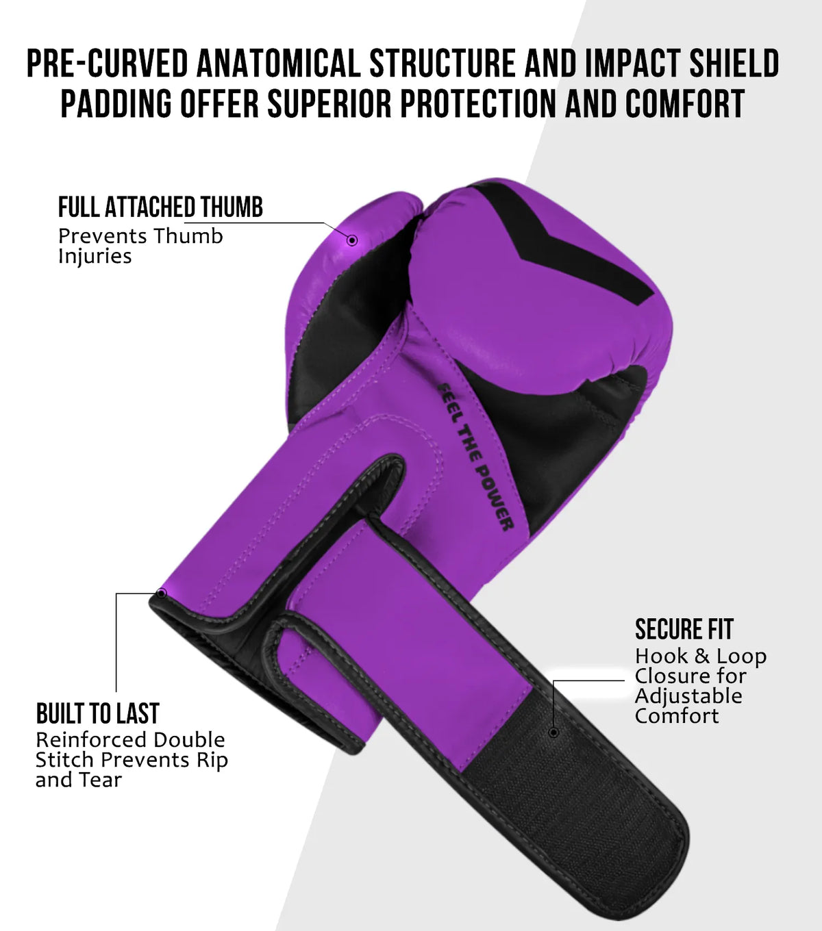Kids Knockout Boxing Gloves with Padded Protection (purple/black)