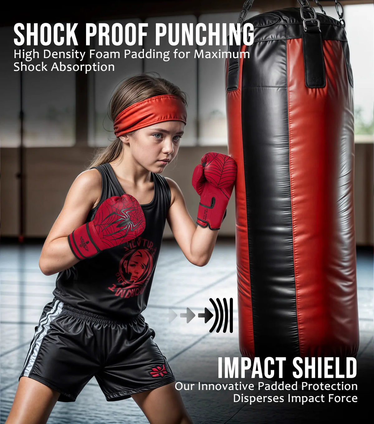 Kids Printed Knockout Boxing Gloves with Padded Protection (eagle)