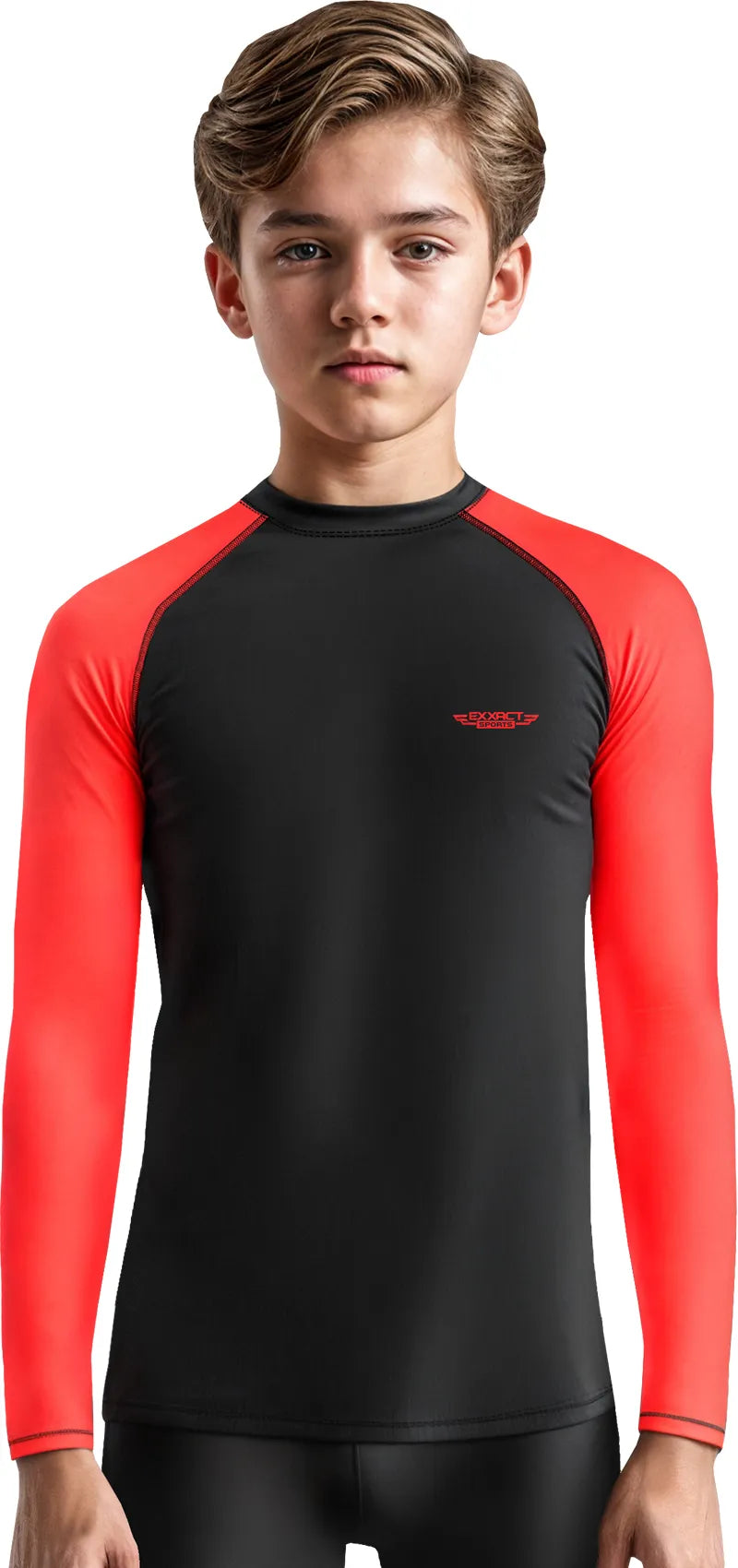 Kids Red Bjj Rash Guard Long Sleeve