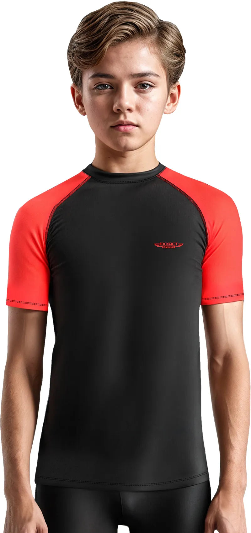 Kids Red Bjj Rash Guard Short Sleeve