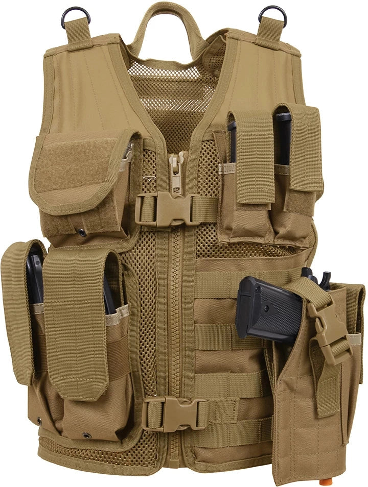 Kid’s Tactical Cross Draw Vest - Coyote Brown
