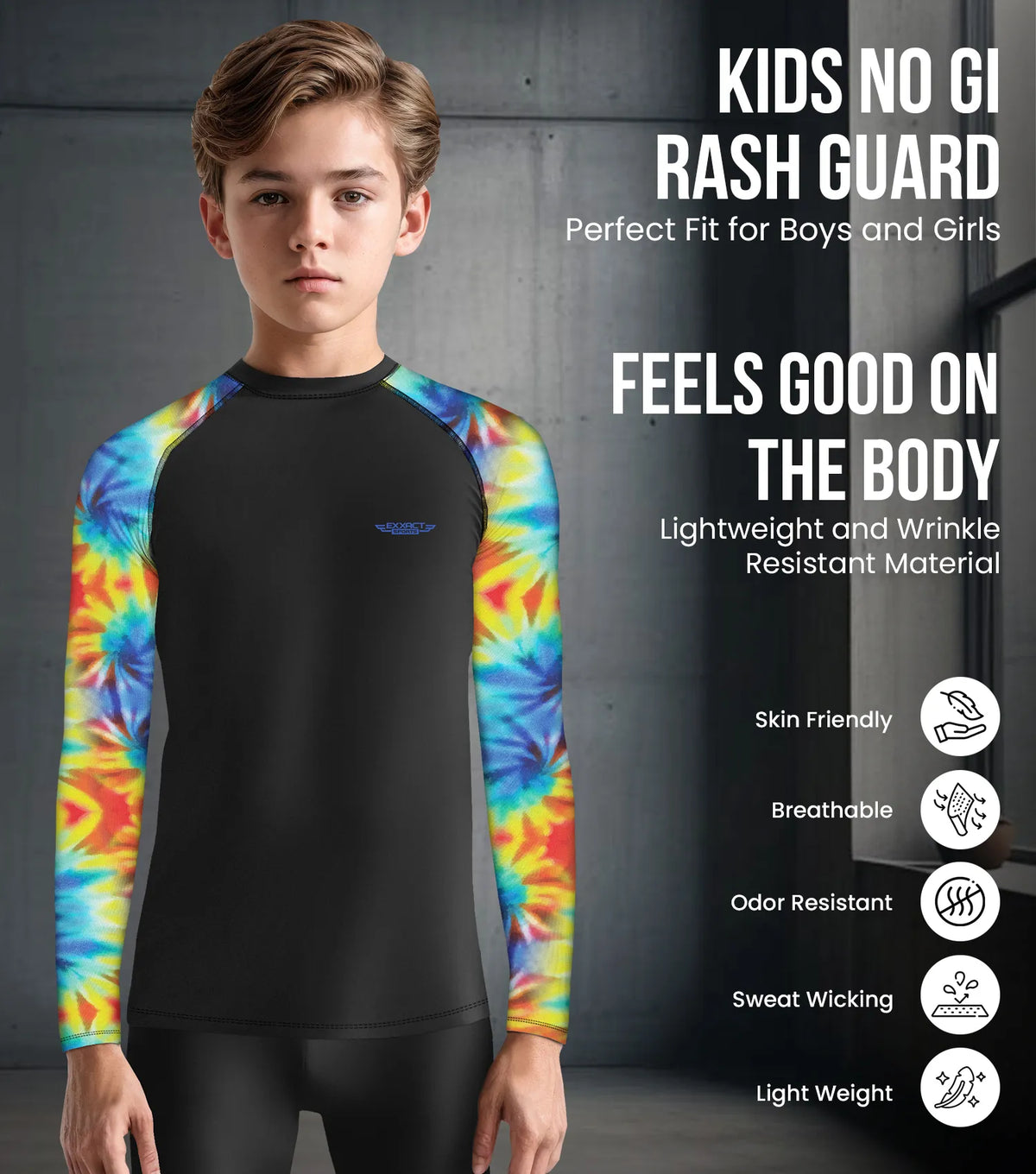 Kids Tie Dye Bjj Rash Guard Long Sleeve