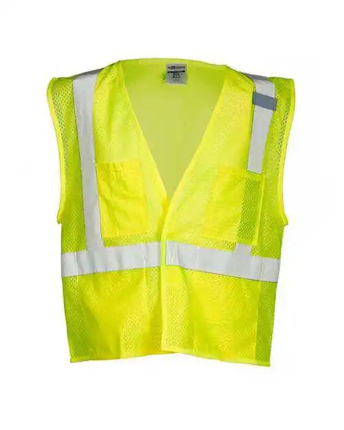 Kishigo 1083 1084 4 Pocket Hook and Loop Mesh Vest Lime