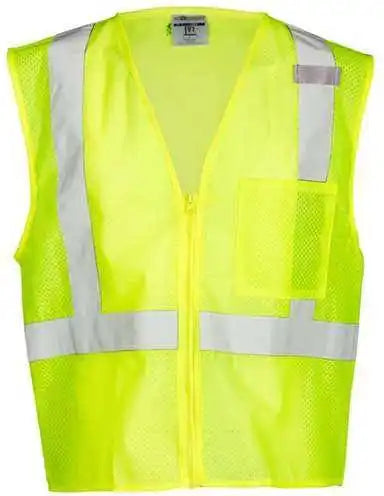 Kishigo 1089 1090 Single Pocket Zipper Mesh Vest Lime