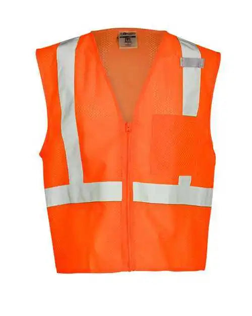 Kishigo 1089 1090 Single Pocket Zipper Mesh Vest Orange