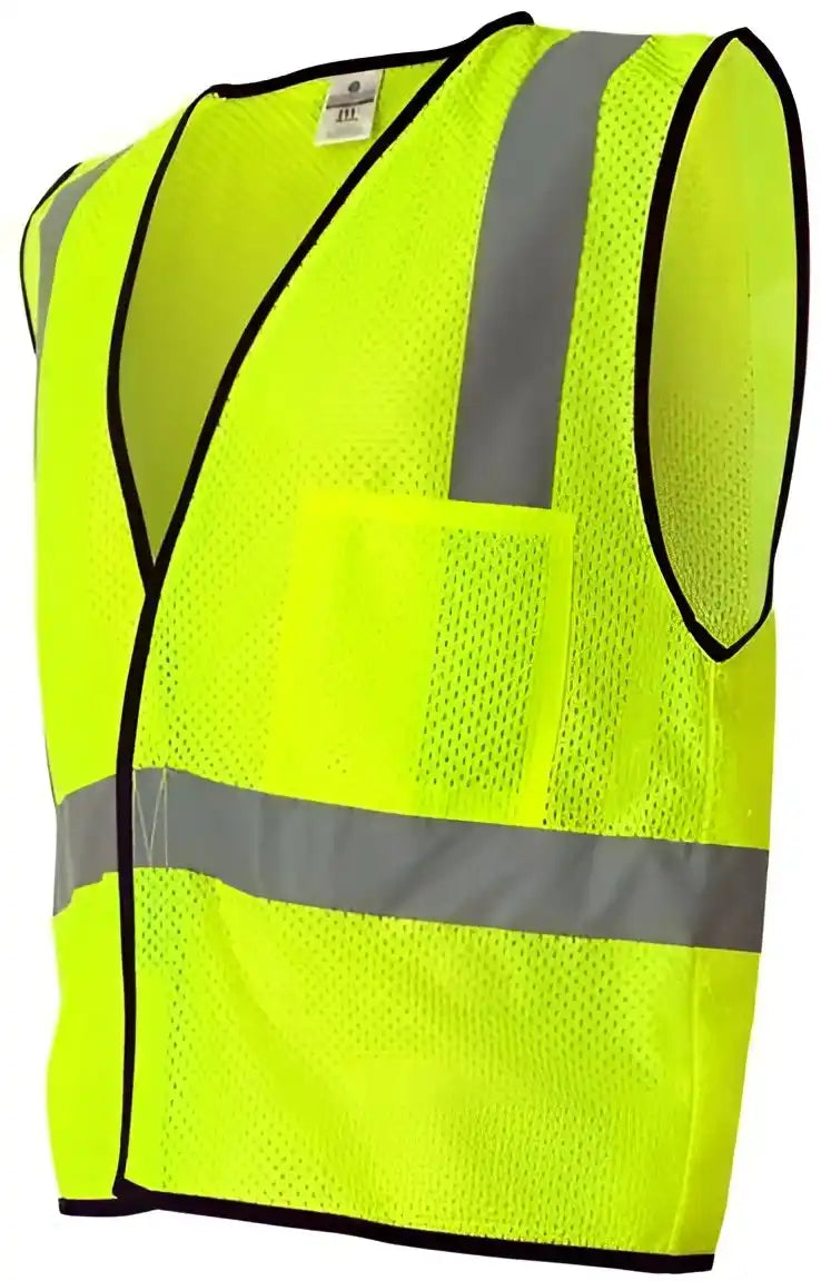 Kishigo 1193 1194 Economy Single Pocket Hook & Loop Mesh Vest Lime