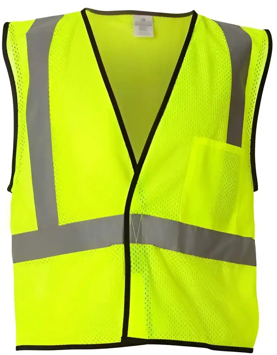 Kishigo 1193 1194 Economy Single Pocket Hook & Loop Mesh Vest Lime