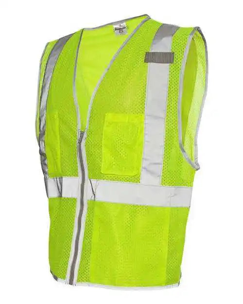 Kishigo 1507-1508 Premium Brilliant Series Three-pocket Zippered Mesh Vest - Lime