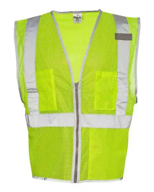 Kishigo 1507-1508 Premium Brilliant Series Three-pocket Zippered Mesh Vest - Lime