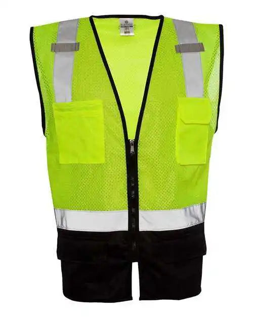 Kishigo 1509 Black Bottom Mesh Class 2 Vest Lime