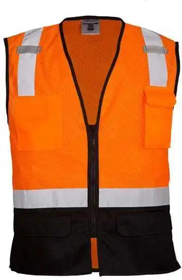 Kishigo 1509 Black Bottom Mesh Class 2 Vest Orange 1529