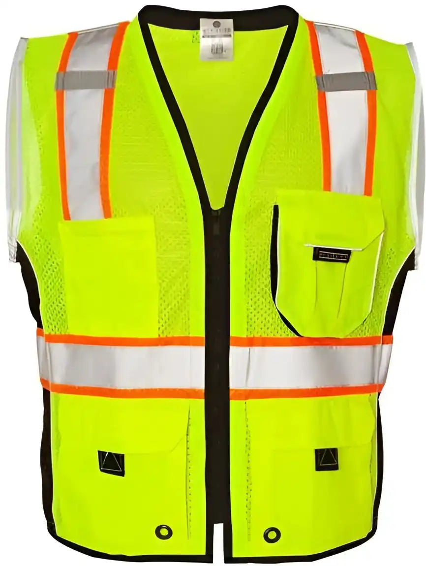 Kishigo 1513 1514 Premium Black Series Heavy Duty Vest Lime