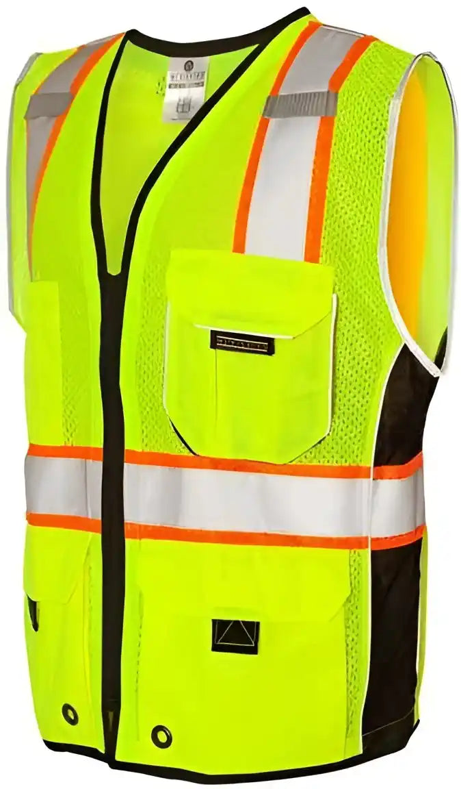 Kishigo 1513 1514 Premium Black Series Heavy Duty Vest Lime