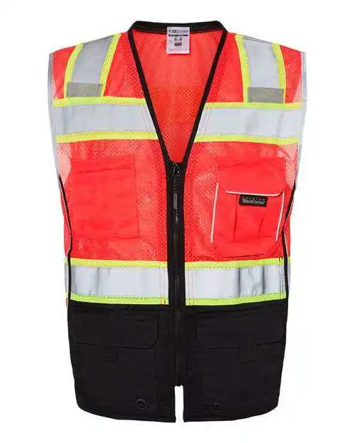 Kishigo 1515 1516 Premium Black Series Bottom Class 2 Vest Fluorescent Red (1715)