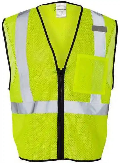 Kishigo 1519-1520 Single Pocket Zipper Mesh Class 2 Vest - Lime