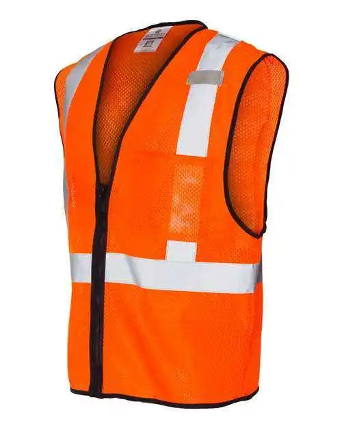 Kishigo 1519-1520 Single Pocket Zipper Mesh Class 2 Vest - Orange
