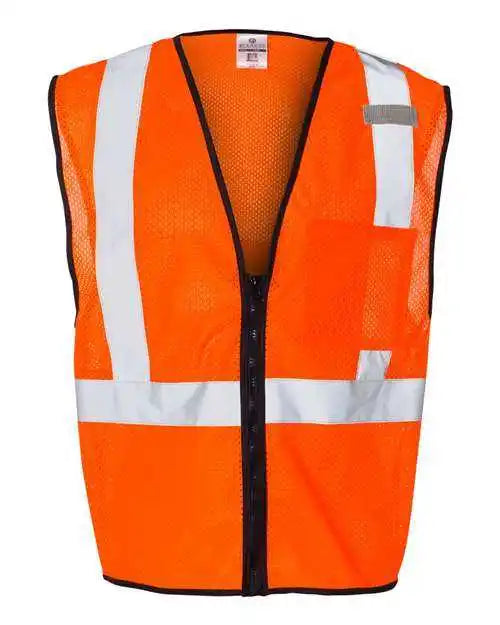 Kishigo 1519-1520 Single Pocket Zipper Mesh Class 2 Vest - Orange