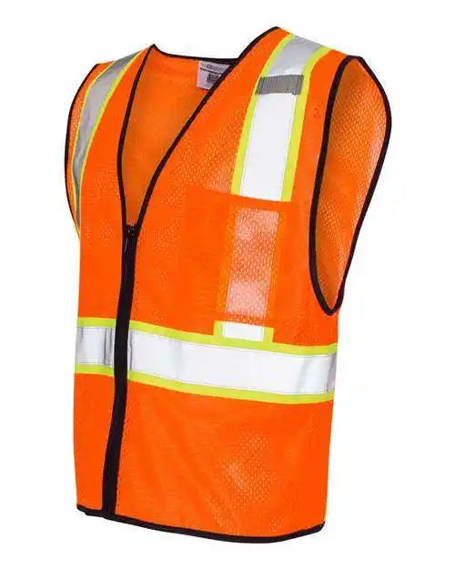 Kishigo 1527-1528 Economy Contrasting Vest with Zippered Front - Orange