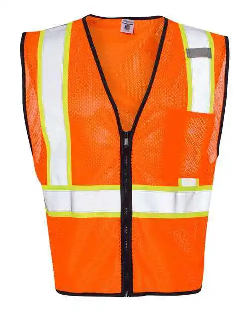 Kishigo 1527-1528 Economy Contrasting Vest with Zippered Front - Orange
