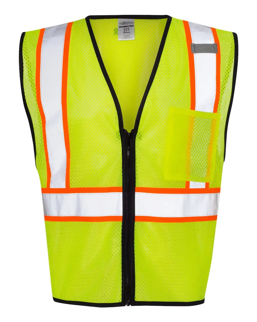 Kishigo 1527-1528 Economy Contrasting Vest with Zippered Front - Lime