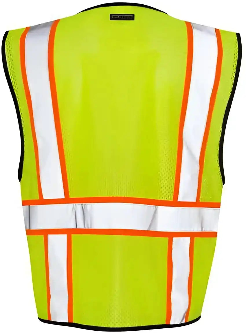 Kishigo 1527-1528 Economy Contrasting Vest with Zippered Front - Lime