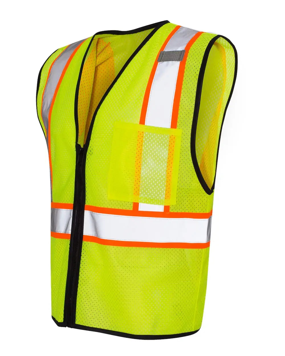 Kishigo 1527-1528 Economy Contrasting Vest with Zippered Front - Lime - S/m