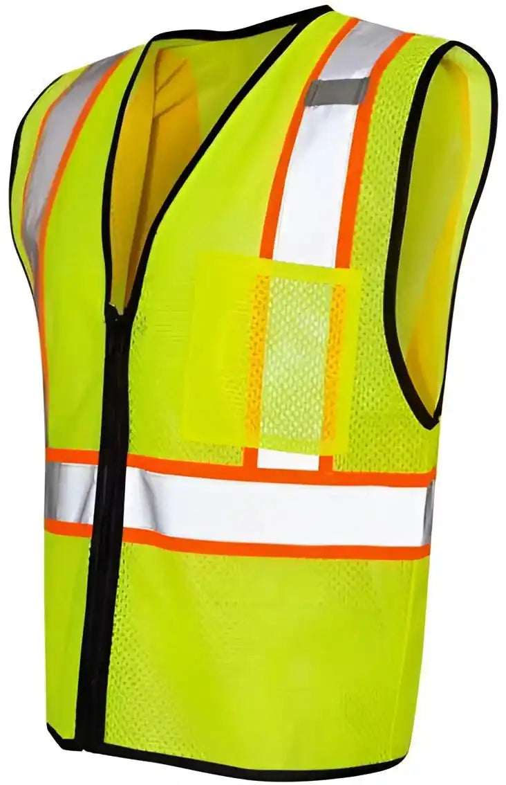 Kishigo 1527-1528 Economy Contrasting Vest with Zippered Front - Lime
