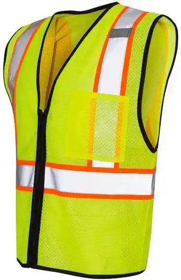 Kishigo 1527-1528 Economy Contrasting Vest with Zippered Front - Lime
