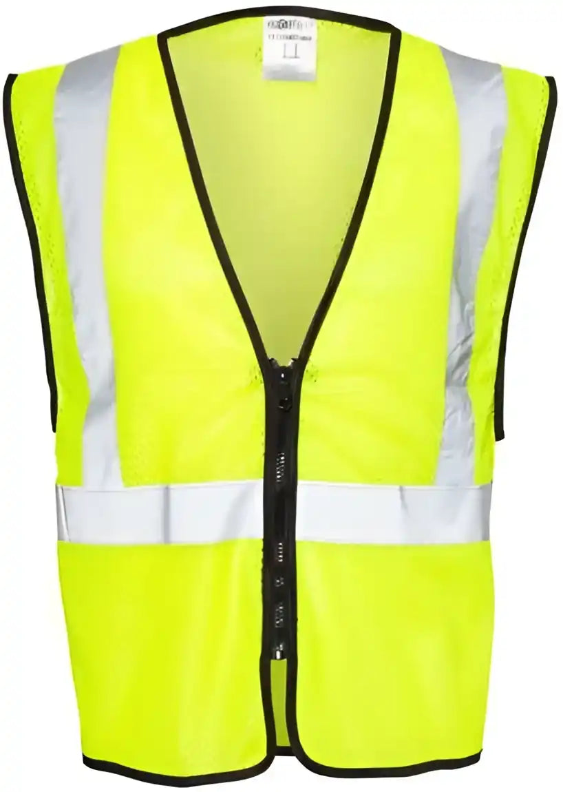 Kishigo 1547 1548 Zippered Mesh Economy Class 2 Vest Lime