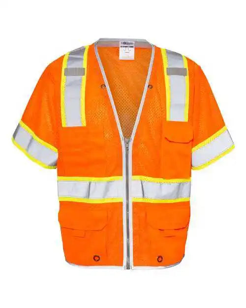 Kishigo 1550 1551 Premium Brilliant Series Heavy Duty Class 3 Vest Orange