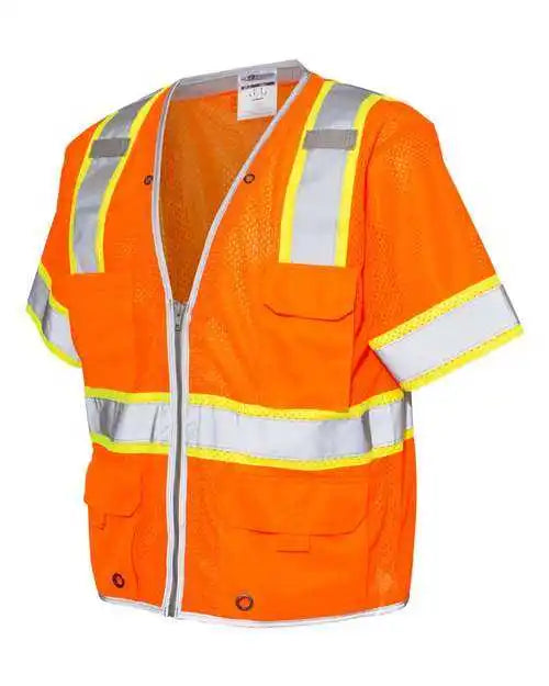 Kishigo 1550 1551 Premium Brilliant Series Heavy Duty Class 3 Vest Orange