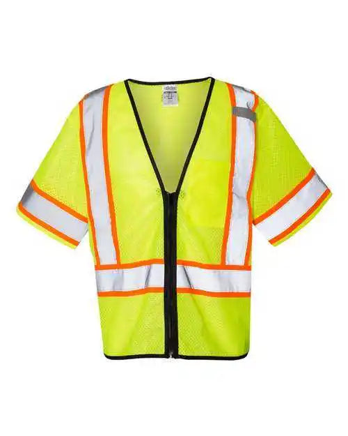 Kishigo 1565-1566 Class 3 Mesh Zippered Vest - Lime