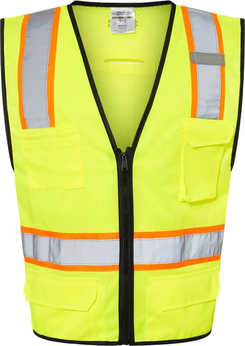 Kishigo 1580m 6 Pocket Contrast Class 2 Vest - 1580-1581 - Lime - Adult S/m
