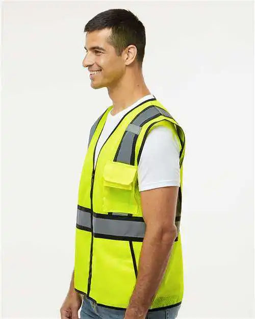 Kishigo 1595 1598 Standard Contrast Vest Lime Black